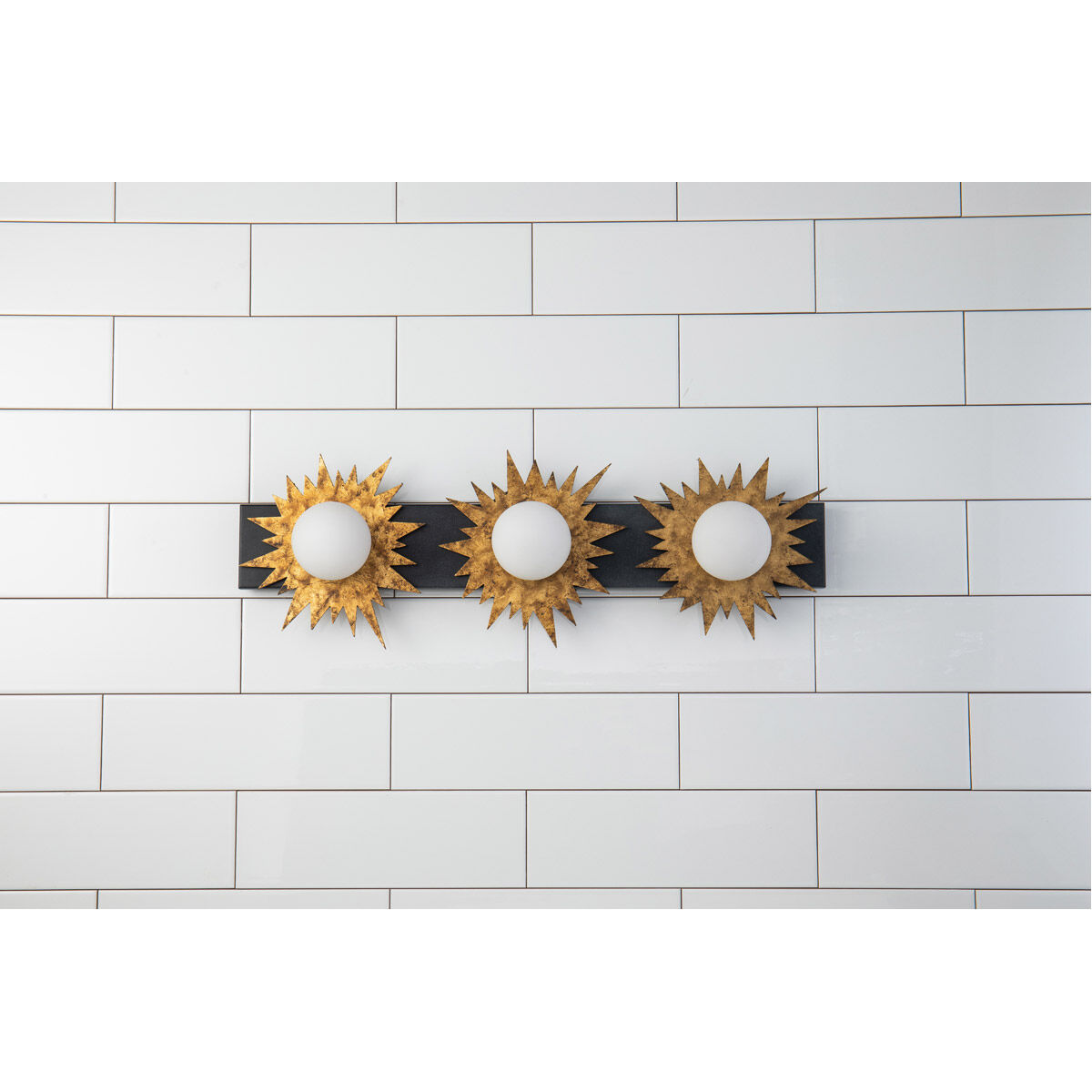 Soleil 3 Light 24 inch WZC+Gold Bath Light Wall Light in Weather Zinc and Gold Leaf with Antique 